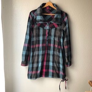 Plaid Nikita Flannel Cowl Neck Shirt Dress